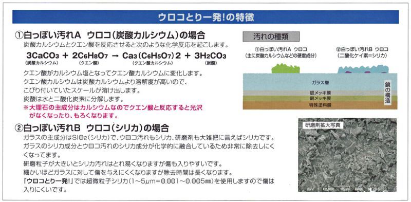 白いうろこが取れる！鱗状痕除去剤（鏡・ガラス用） ウロコとり一発！ / 送料無料まであと少し！ - 〜2000円